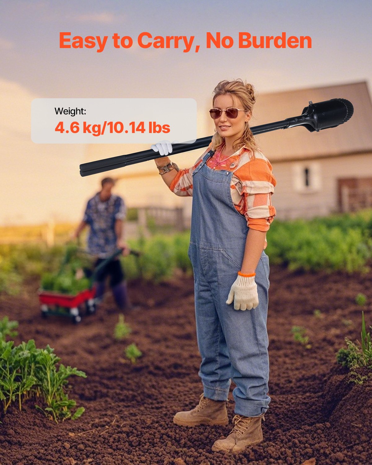 Heavy Duty Post Hole Digger with Fiberglass Handle and Scale Markings
