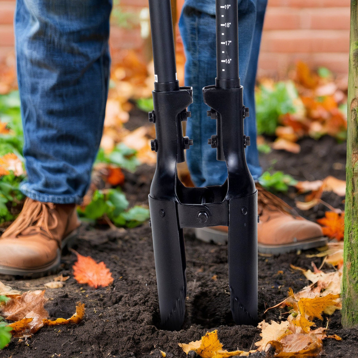 Heavy Duty Post Hole Digger with Fiberglass Handle and Scale Markings