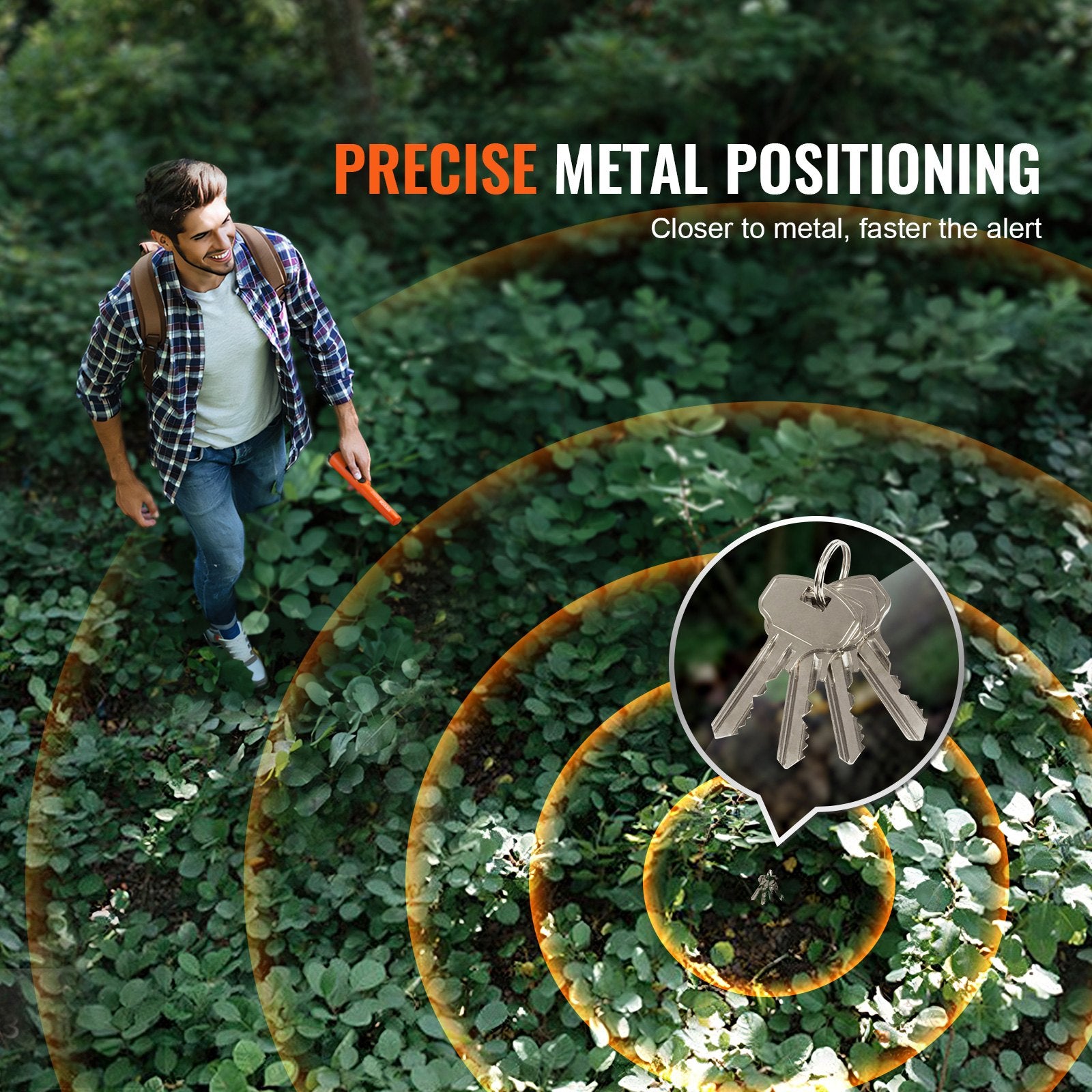 Metal Detector Pinpointer 1.96" Depth 3 Modes Handheld Wand with Waterproof Bag