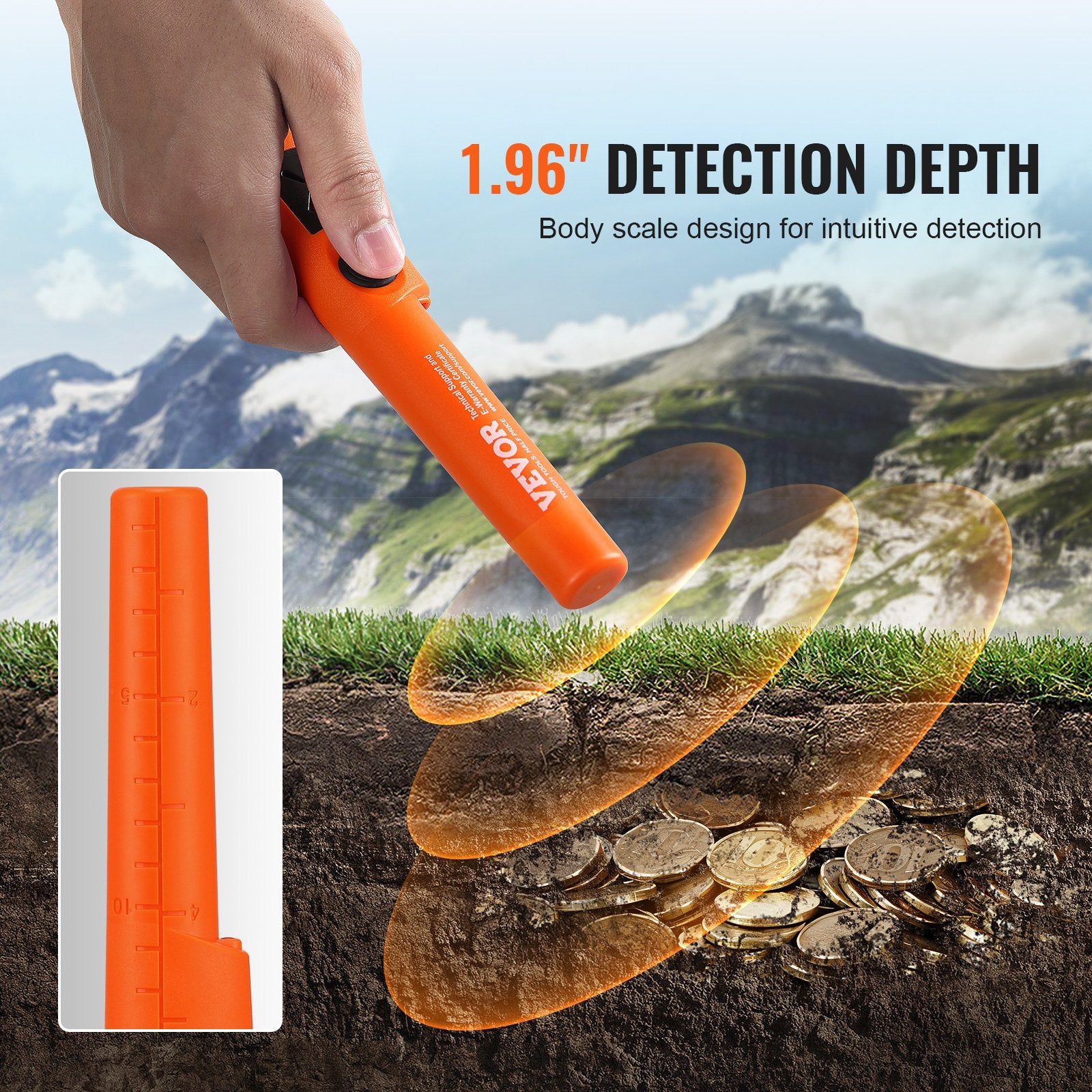 Metal Detector Pinpointer 1.96" Depth 3 Modes Handheld Wand with Waterproof Bag