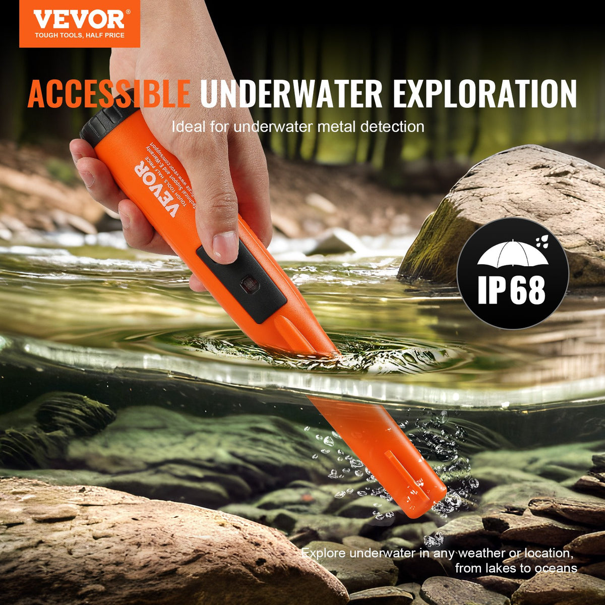 IP68 Waterproof Metal Detector Pinpointer w/ Holster & 3 Detection Modes