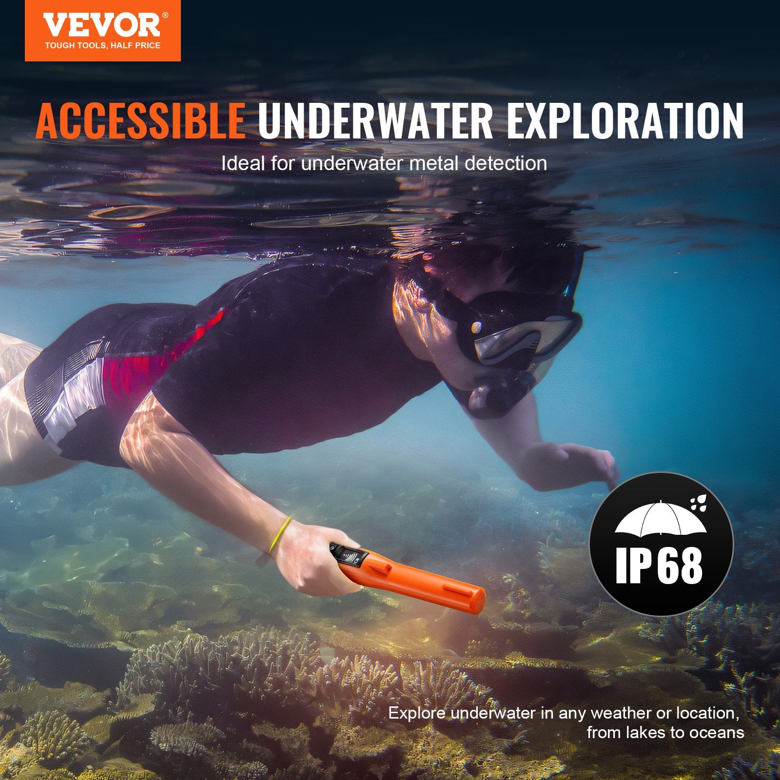 3 Modes Waterproof Metal Detector Pinpointer LCD Screen 4.5" Depth