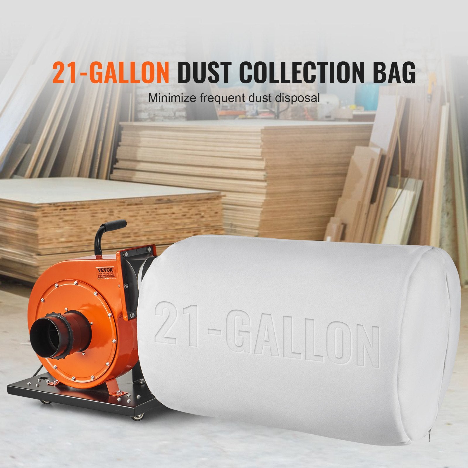 Dust Collector 1HP 460CFM 80L Bag 2.5 Micron Filtration Rolling Mobile Workshop