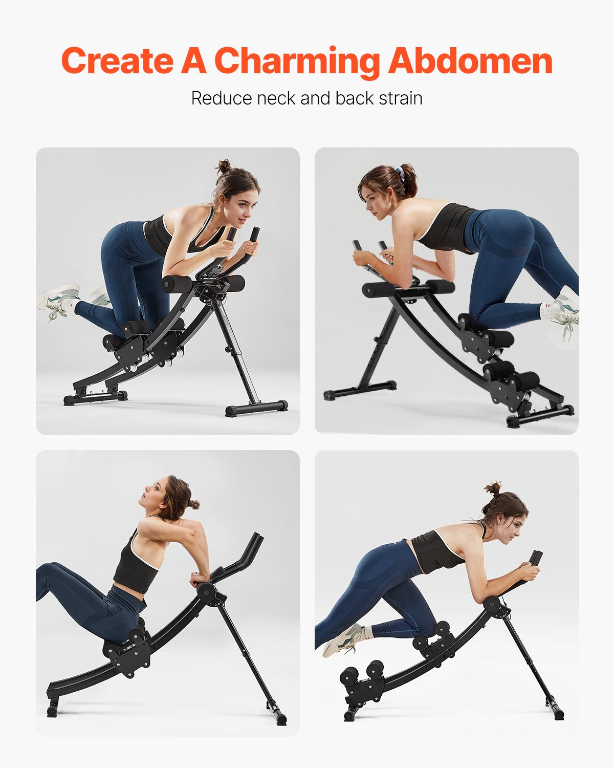 AB Workout Machine, Dual-Track Core & Ab Trainer, Foldable Home Gym Equipment