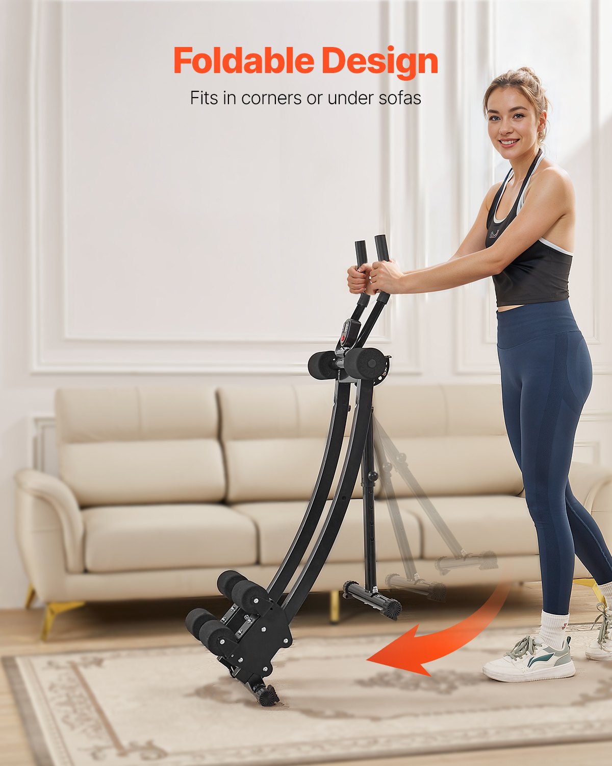 AB Workout Machine, Dual-Track Core & Ab Trainer, Foldable Home Gym Equipment