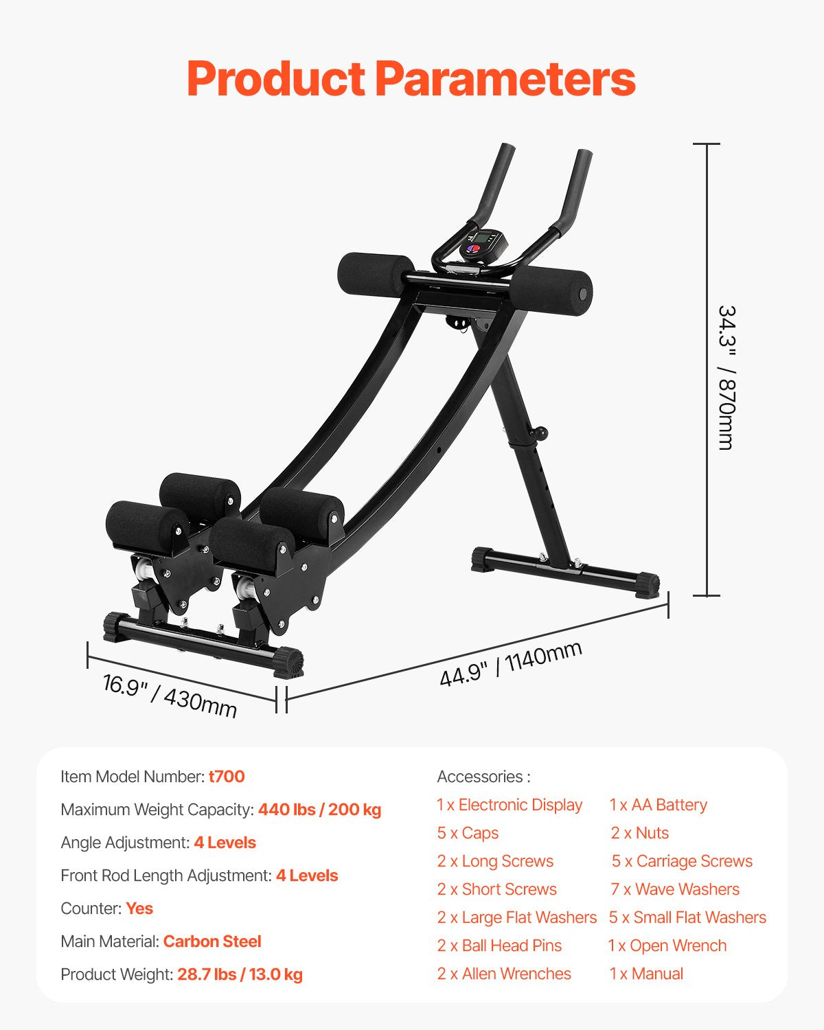 AB Workout Machine, Dual-Track Core & Ab Trainer, Foldable Home Gym Equipment