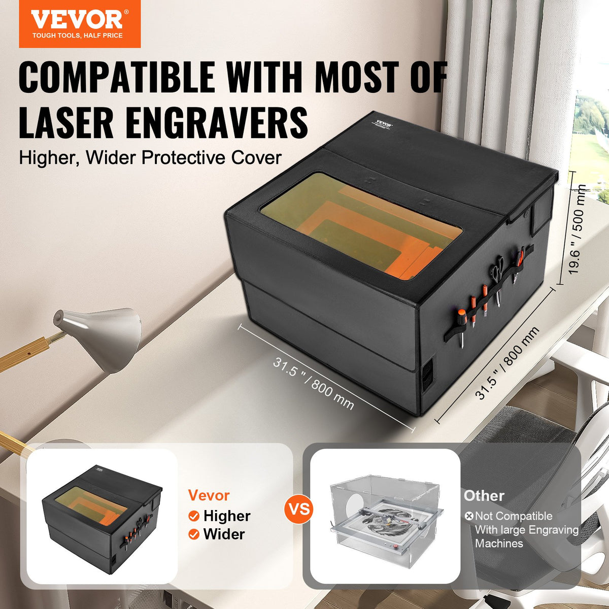 Laser Engraver Enclosure 800x800x500mm Flame Retardant Exhaust Fan Protection