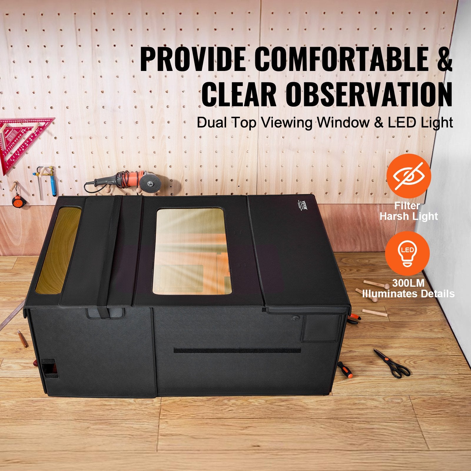 Laser Engraver Enclosure 1228x800x500mm Flame Retardant Dual-View Exhaust Fan
