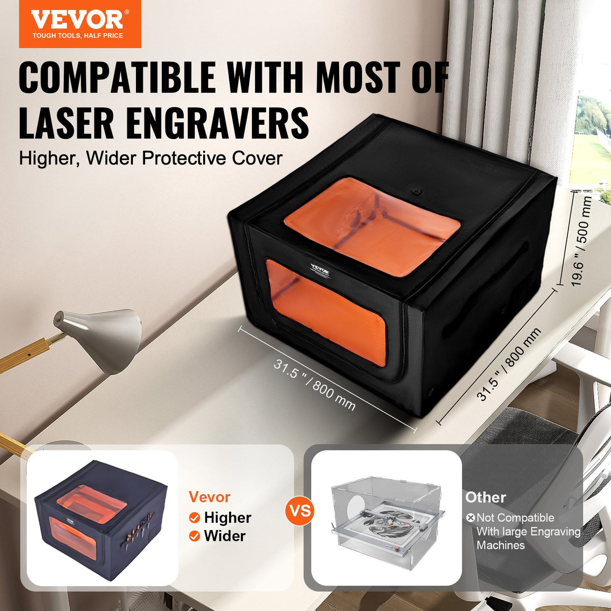 Laser Engraver Enclosure 800x800x500mm Flame Retardant Exhaust Fan Protection