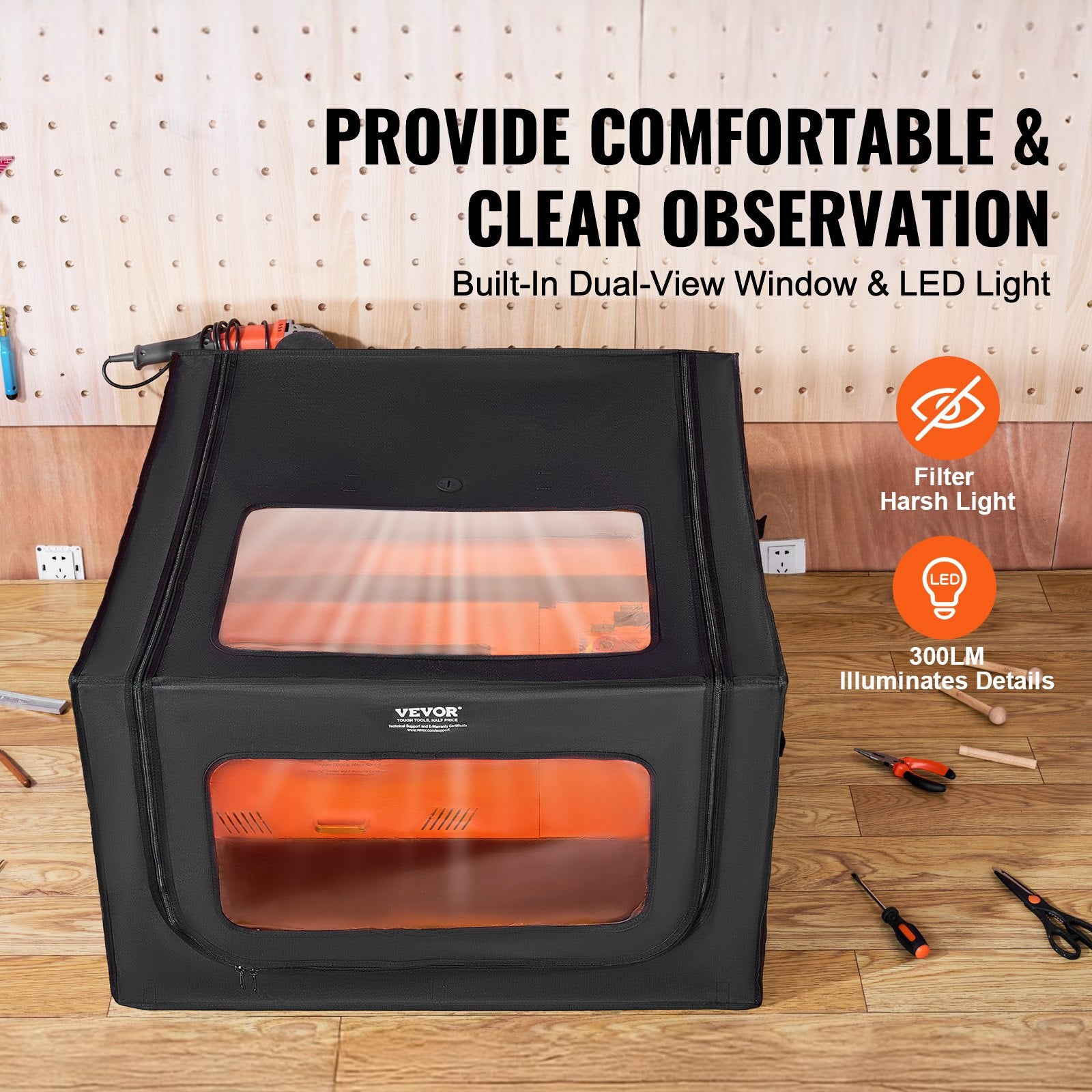 Laser Engraver Enclosure 800x800x500mm Flame Retardant Exhaust Fan Protection