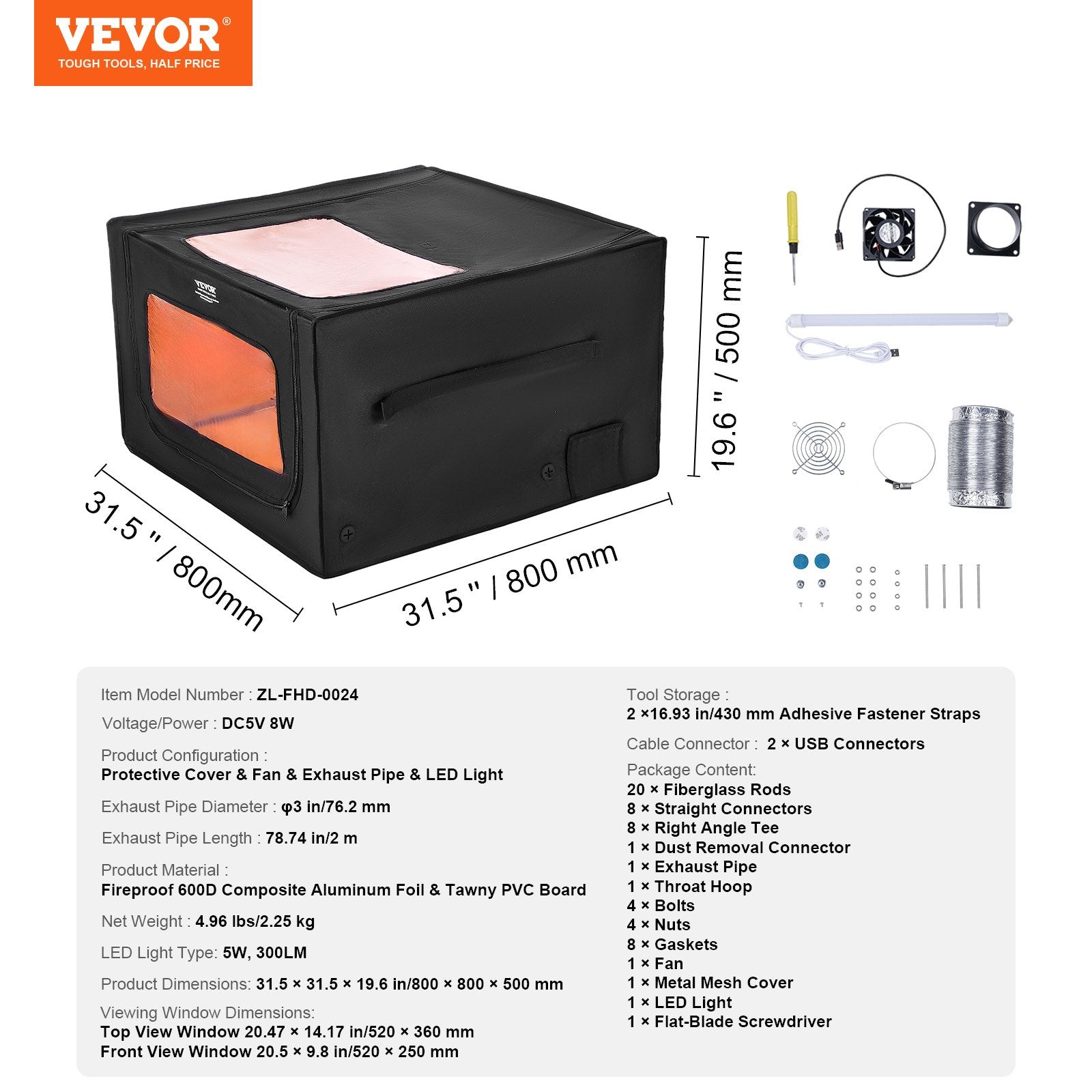 Laser Engraver Enclosure 800x800x500mm Flame Retardant Exhaust Fan Protection