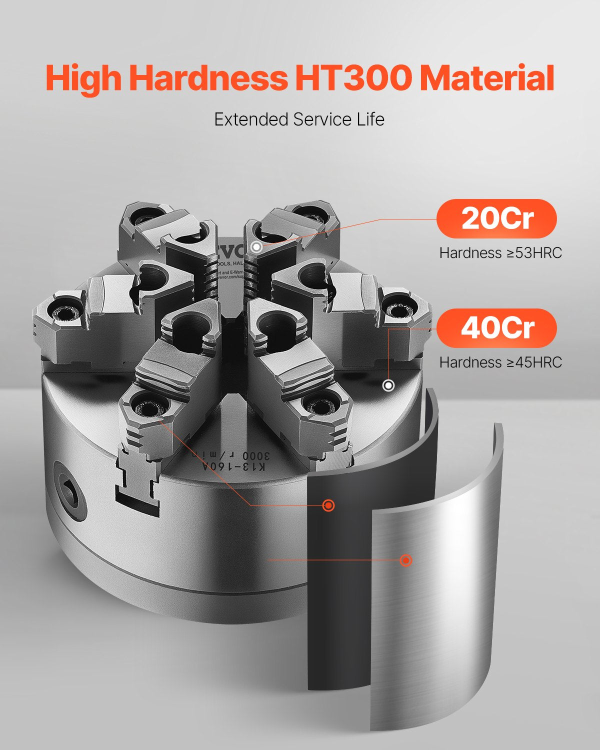 6-Jaw Lathe Chuck 6in Self-Centering D1-4 Cam Lock 3-145mm HT300 Material