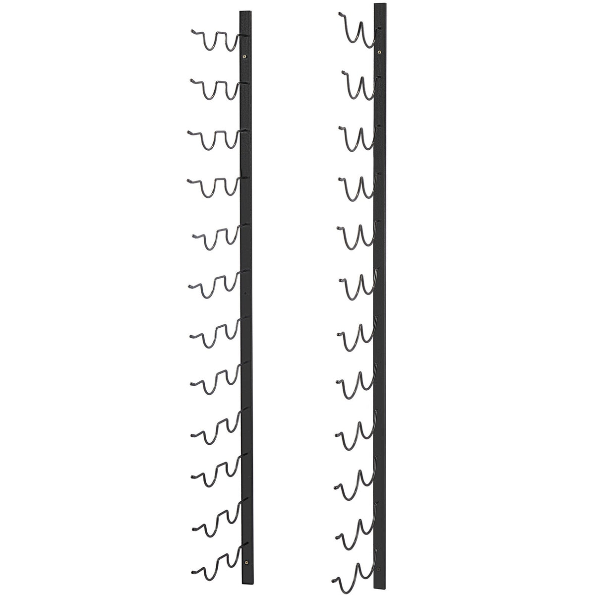 Wall Mounted Wine Rack 12x2 Bottles Black Steel Vertical Holder Decorative