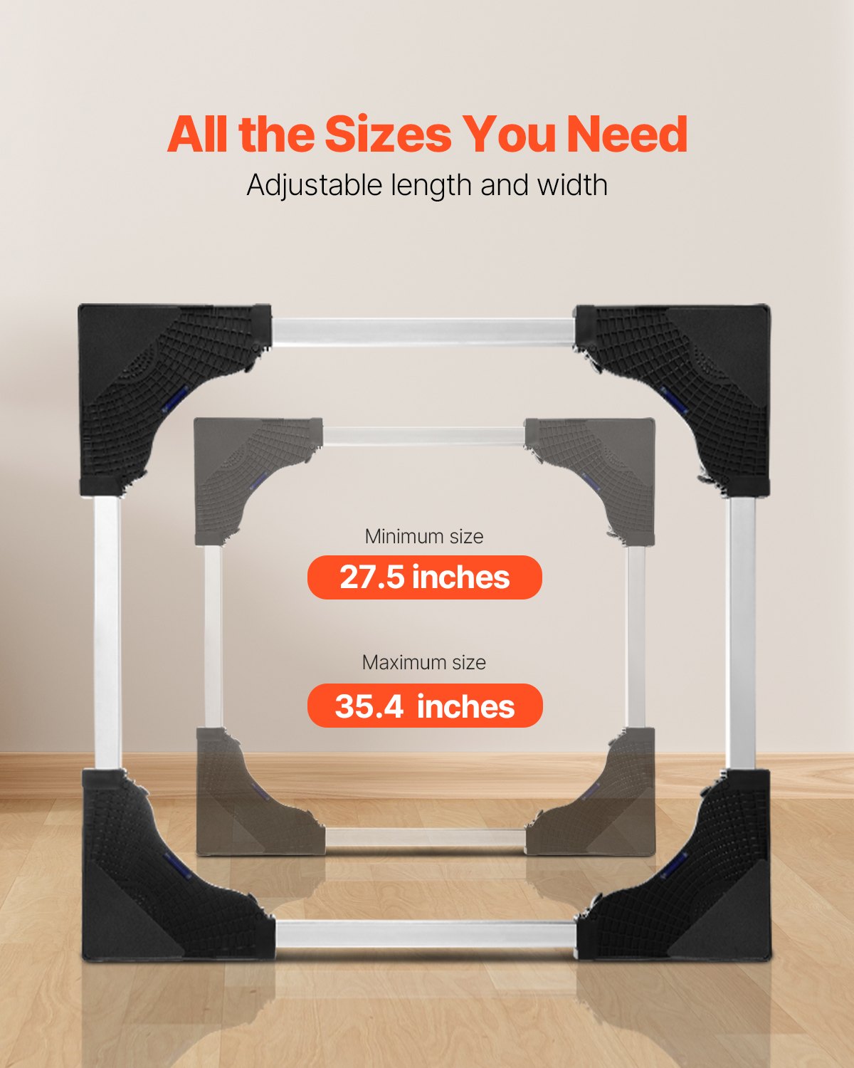 Fridge Stand Mobile Base 1100lbs Adjustable 27.5-35.4in 8 Wheels 4 Brakes