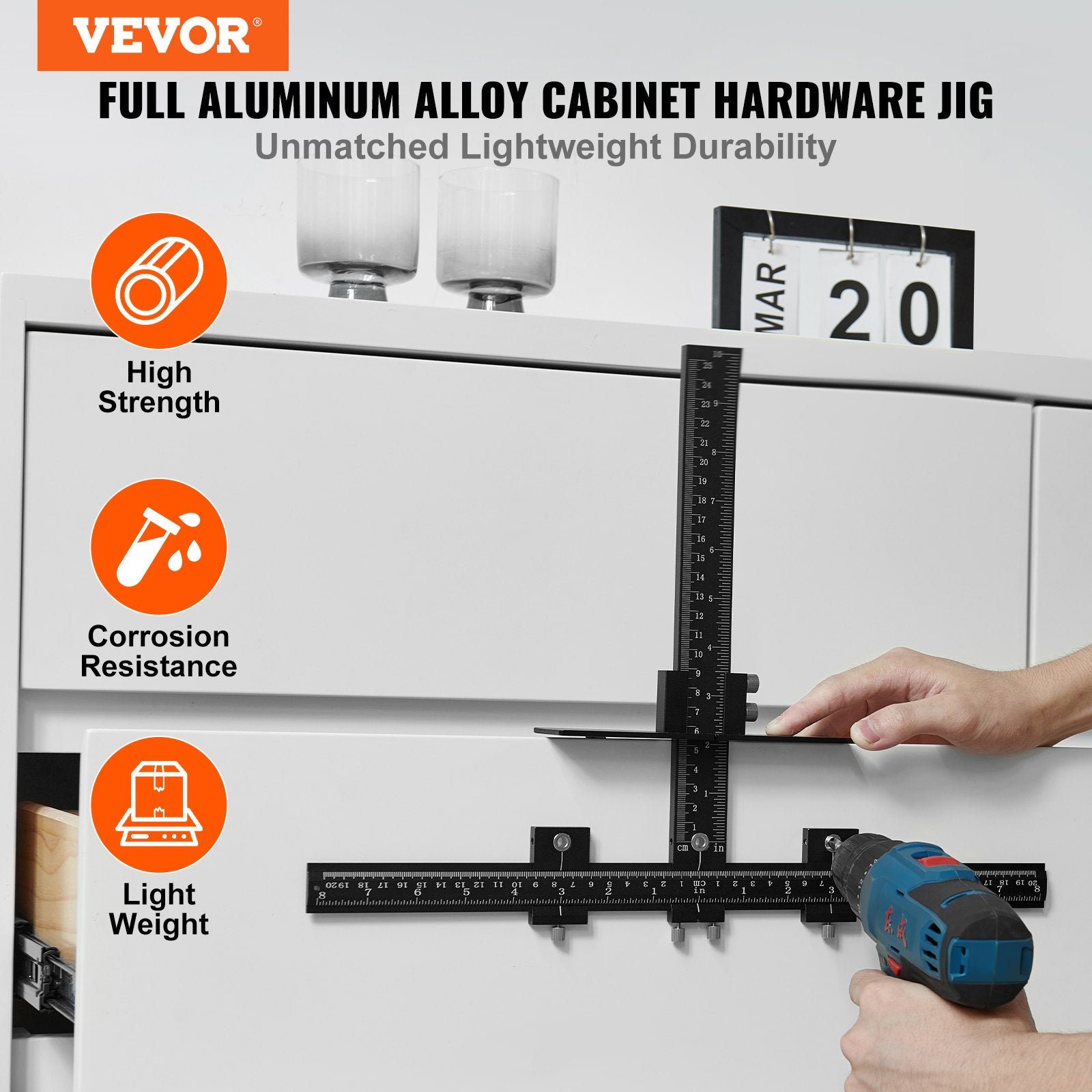 Adjustable Cabinet Hardware Jig Tool for Drawer Handles and Knob Drilling