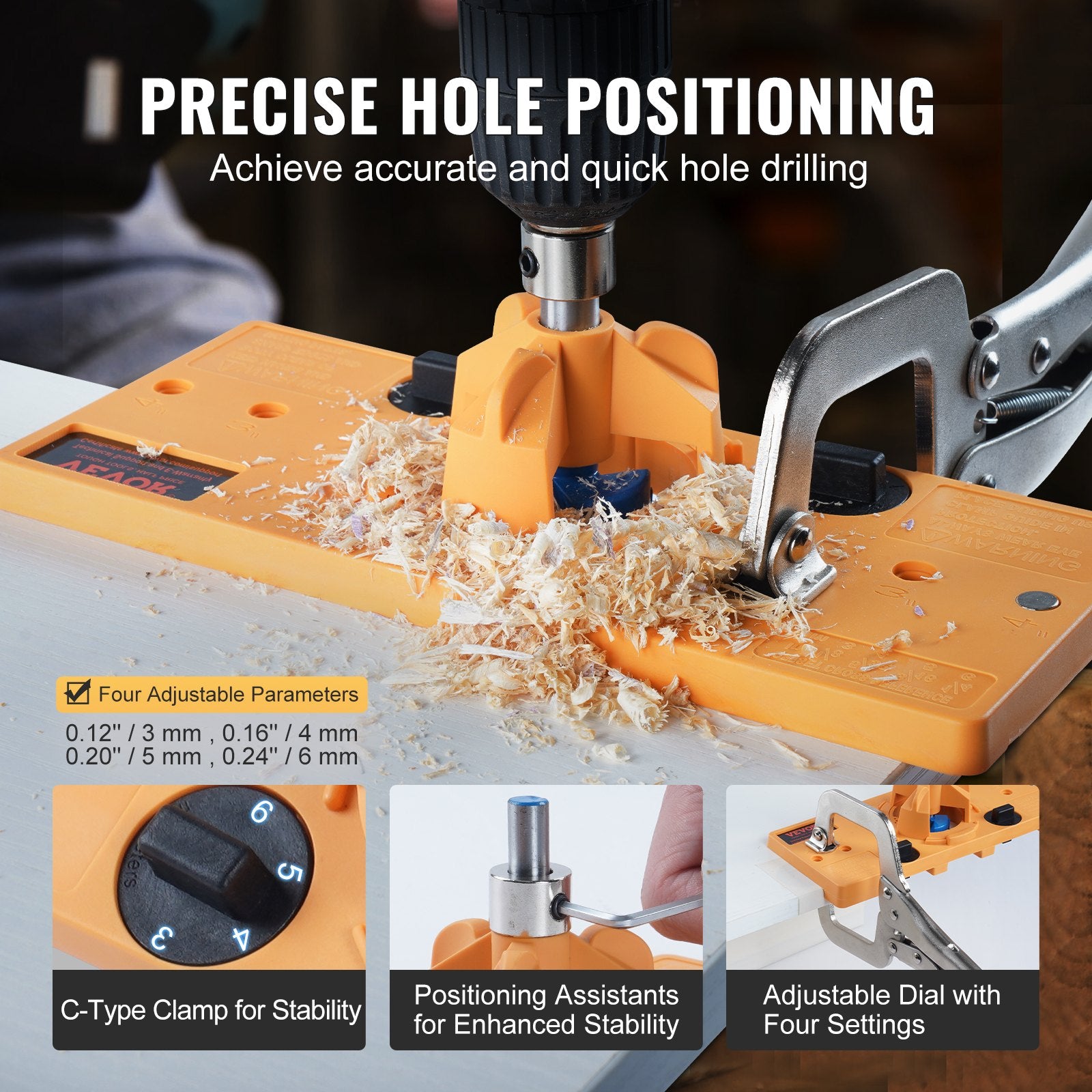 Concealed Hinge Jig Cabinet Drill Jig with C-Clamp PA66 Nylon Steel