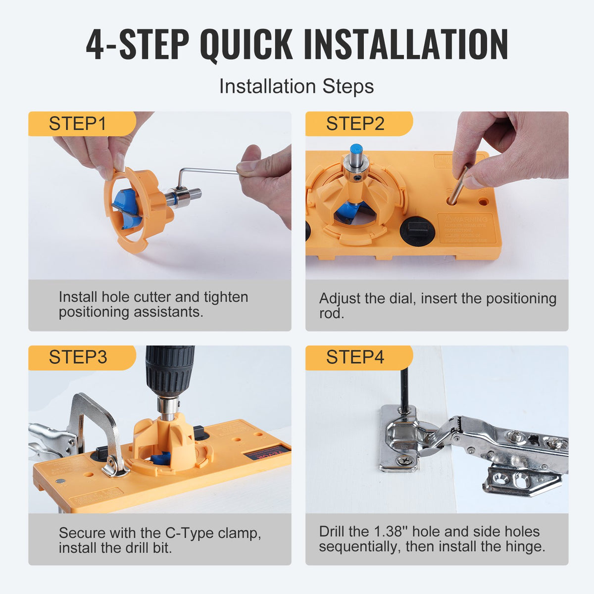 Concealed Hinge Jig Cabinet Drill Jig with C-Clamp PA66 Nylon Steel