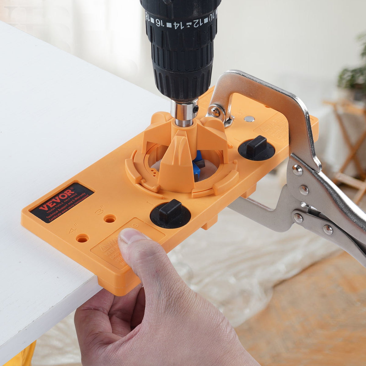 Concealed Hinge Jig Cabinet Drill Jig with C-Clamp PA66 Nylon Steel