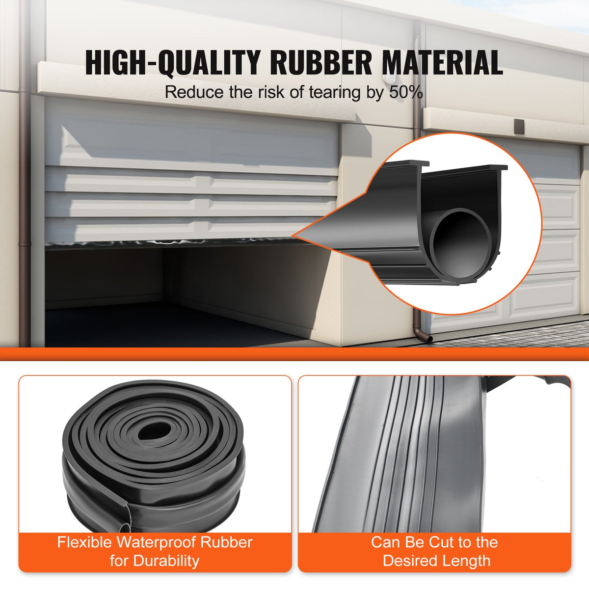 10ft Garage Door Bottom Seal U Shape + O Ring Weatherproof Rubber Black