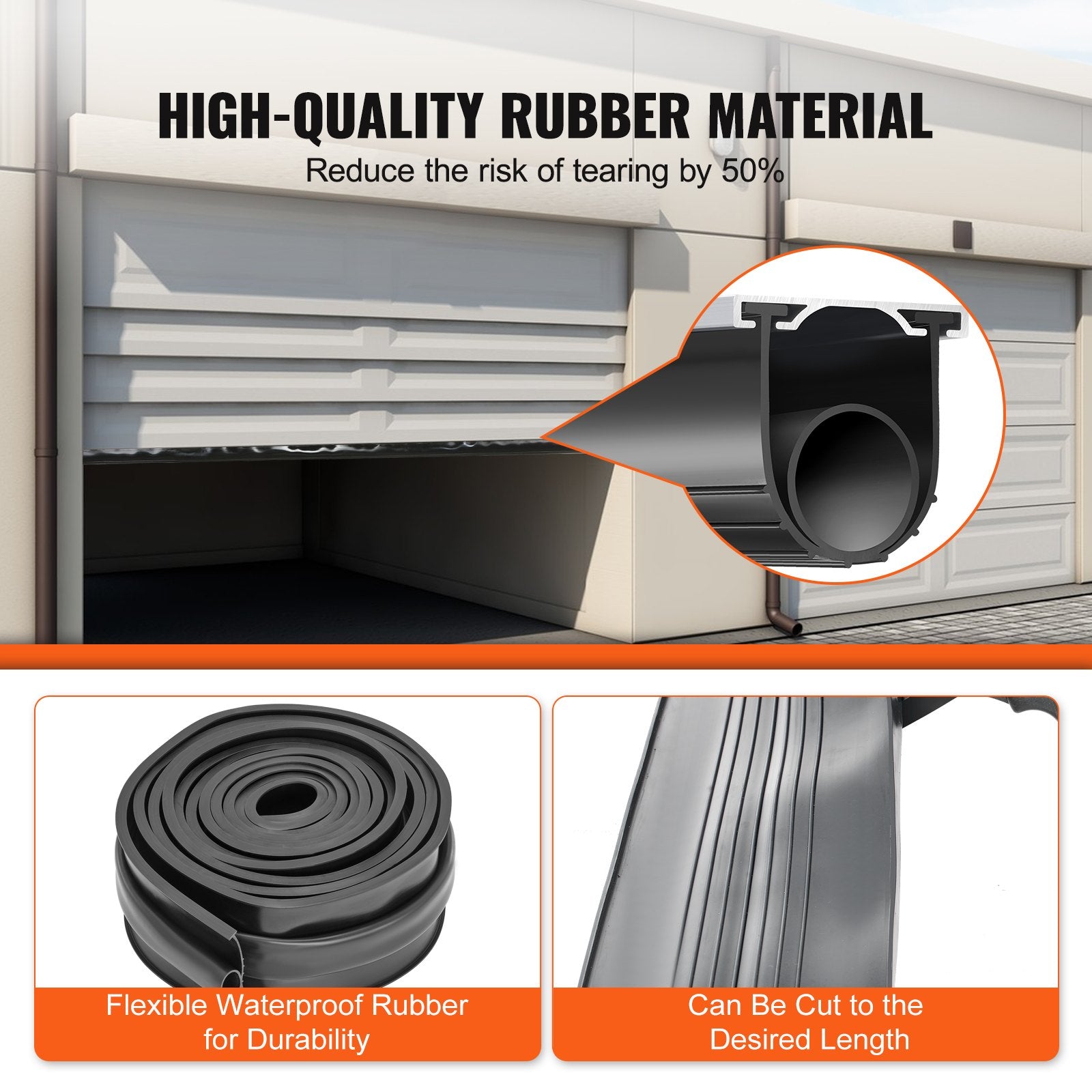16ft Garage Door Bottom Seal Kit U Shape + O Ring Weatherproof Rubber