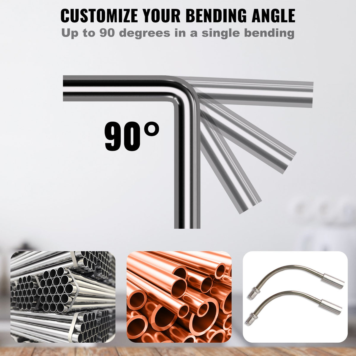 Ratcheting Pipe Tube Bender and 90° Forward/Reverse Bending Tools with 7 Dies