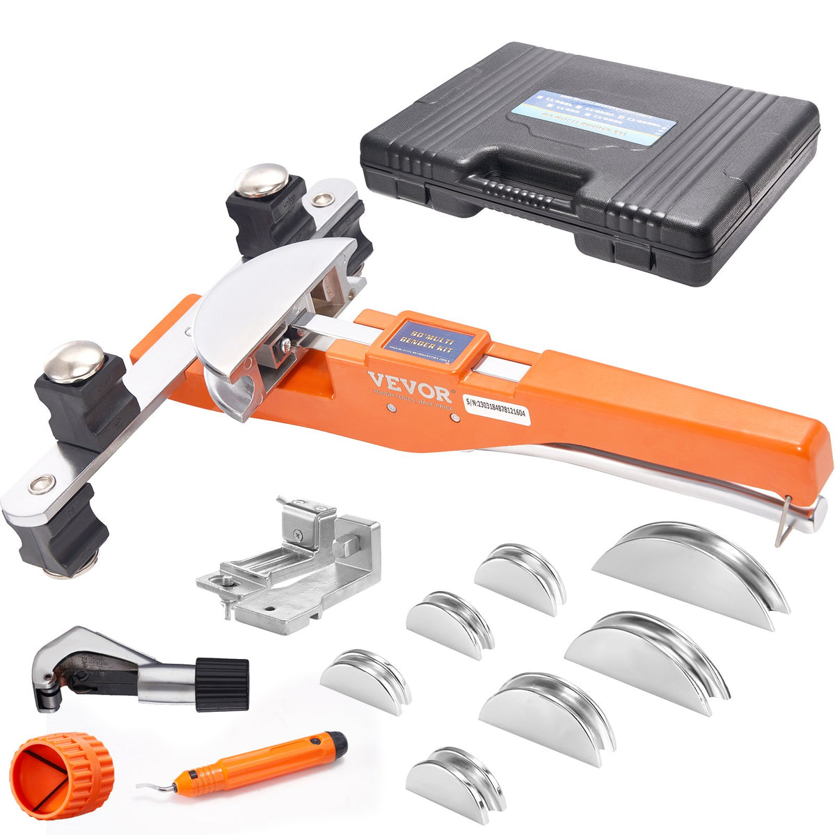 Ratcheting Pipe Tube Bender and 90° Forward/Reverse Bending Tools with 7 Dies