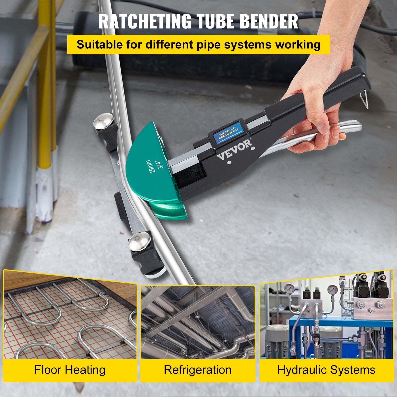 Copper Pipe Bender HVAC Refrigeration Ratcheting Tube Bender 1/4"–7/8"