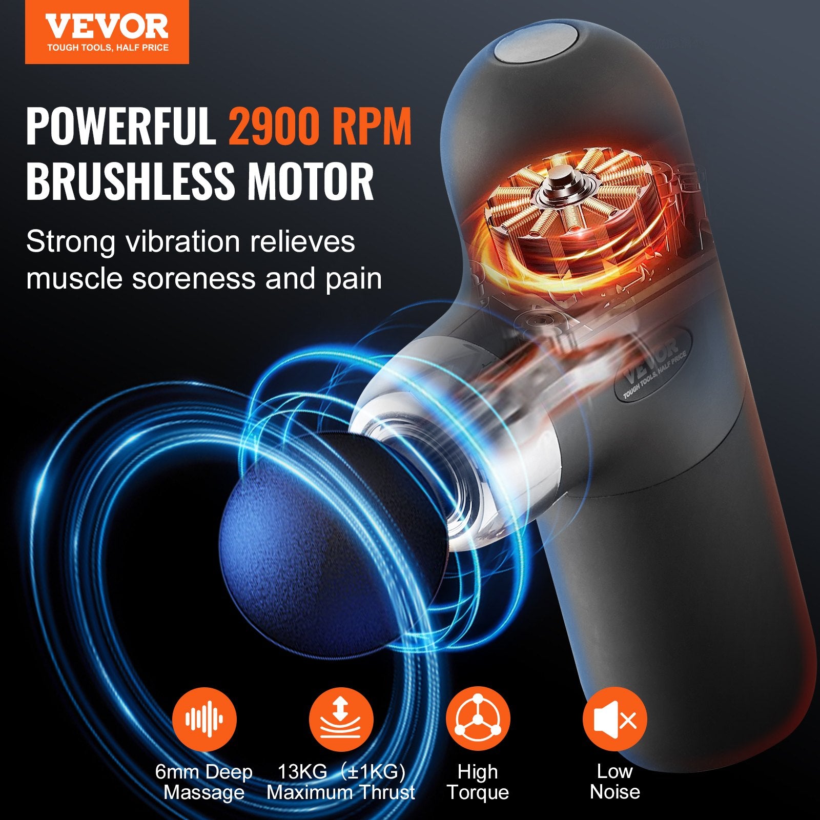 Mini Deep Tissue Percussion 4 Heads Massage Gun for Athletes with 4 Speed Levels