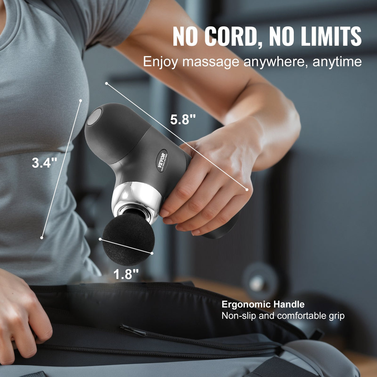 Mini Deep Tissue Percussion 4 Heads Massage Gun for Athletes with 4 Speed Levels