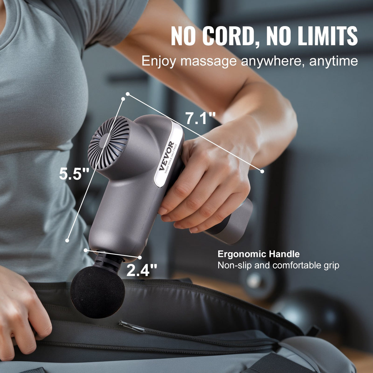 Mini Massage Gun Handheld 5-Speed 6-Head Percussion Muscle Massager 7.4V 2500mAh