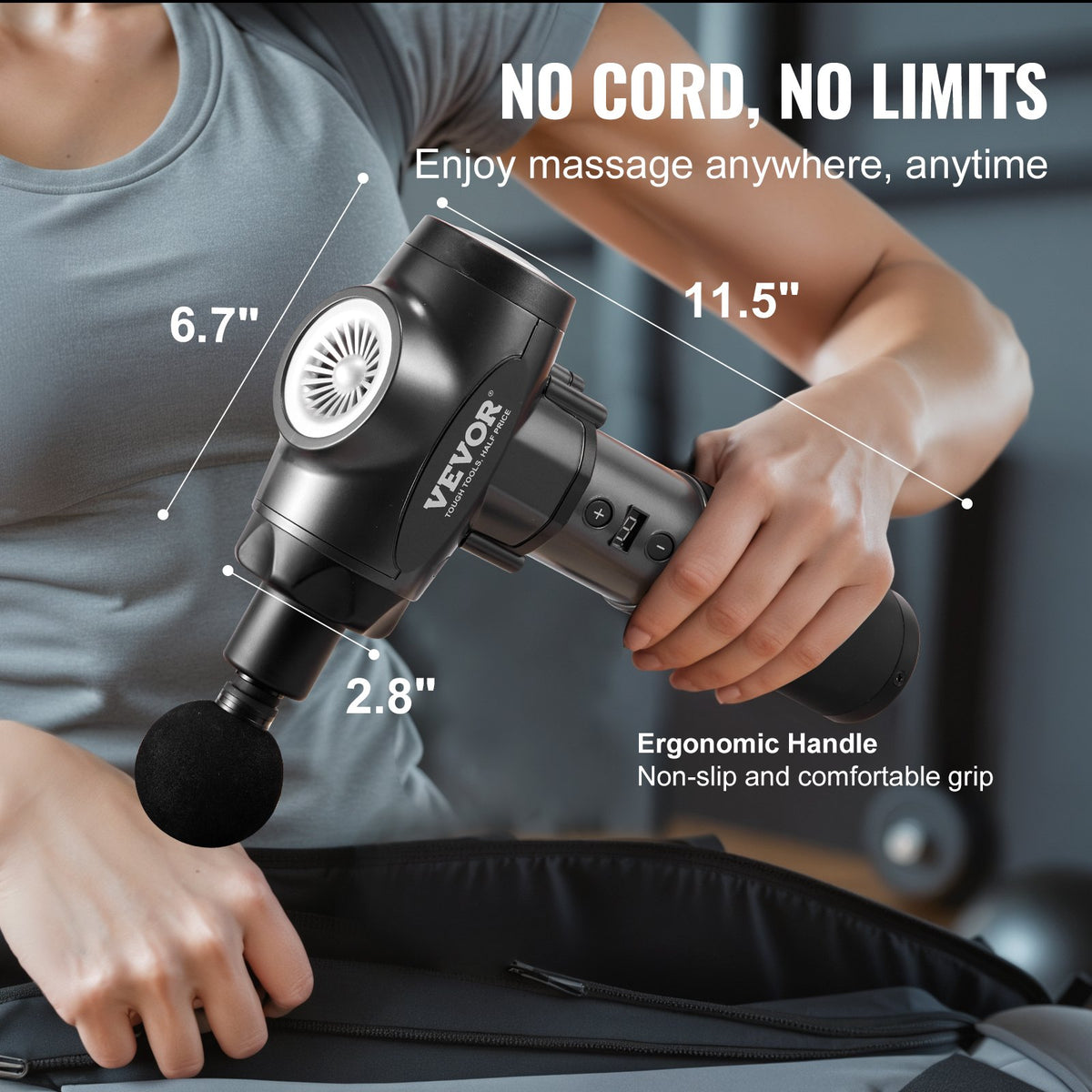Massage Gun Deep Tissue Handheld 9-Speed 6-Head Percussion Muscle Massager 24V