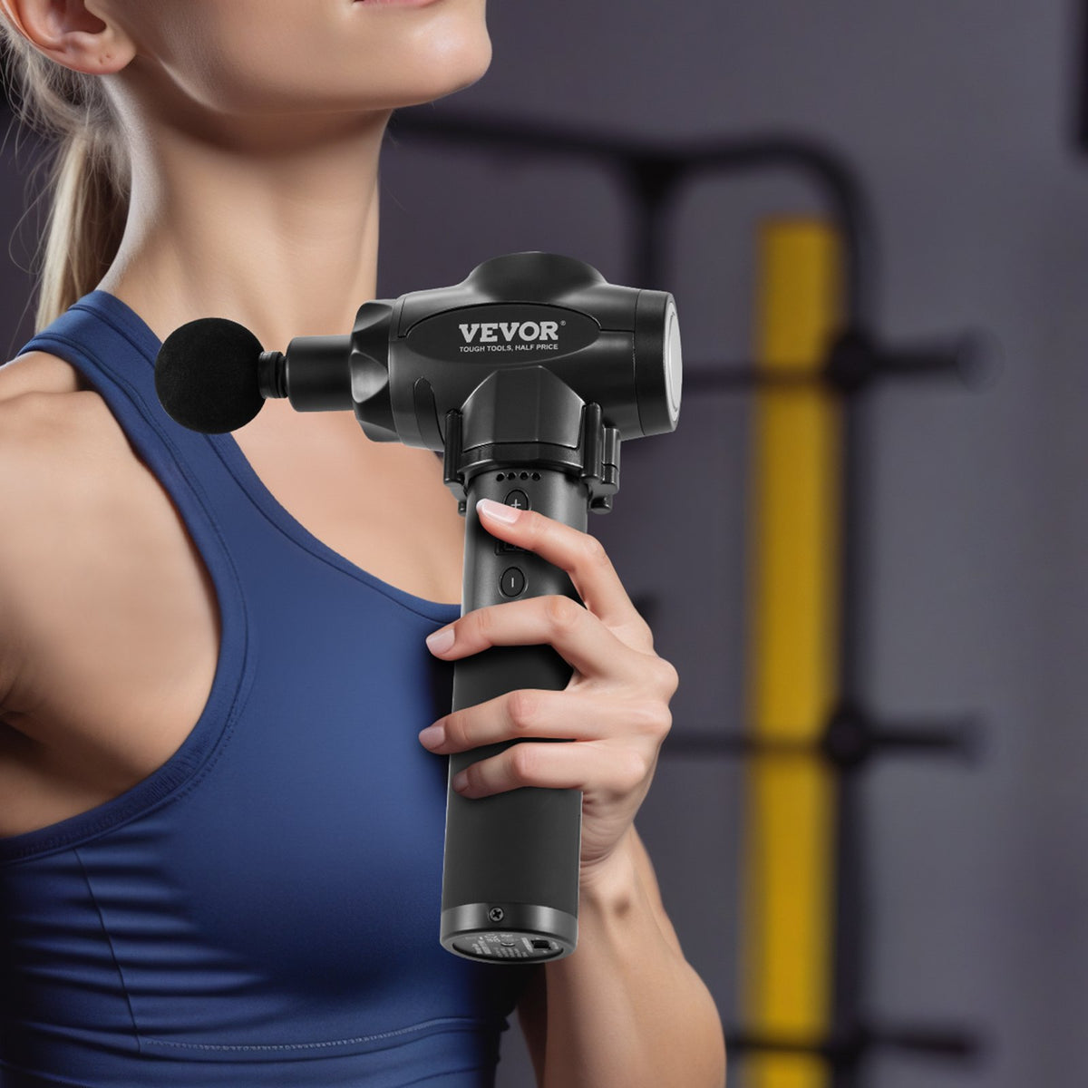 Massage Gun Deep Tissue Handheld 9-Speed 6-Head Percussion Muscle Massager 24V