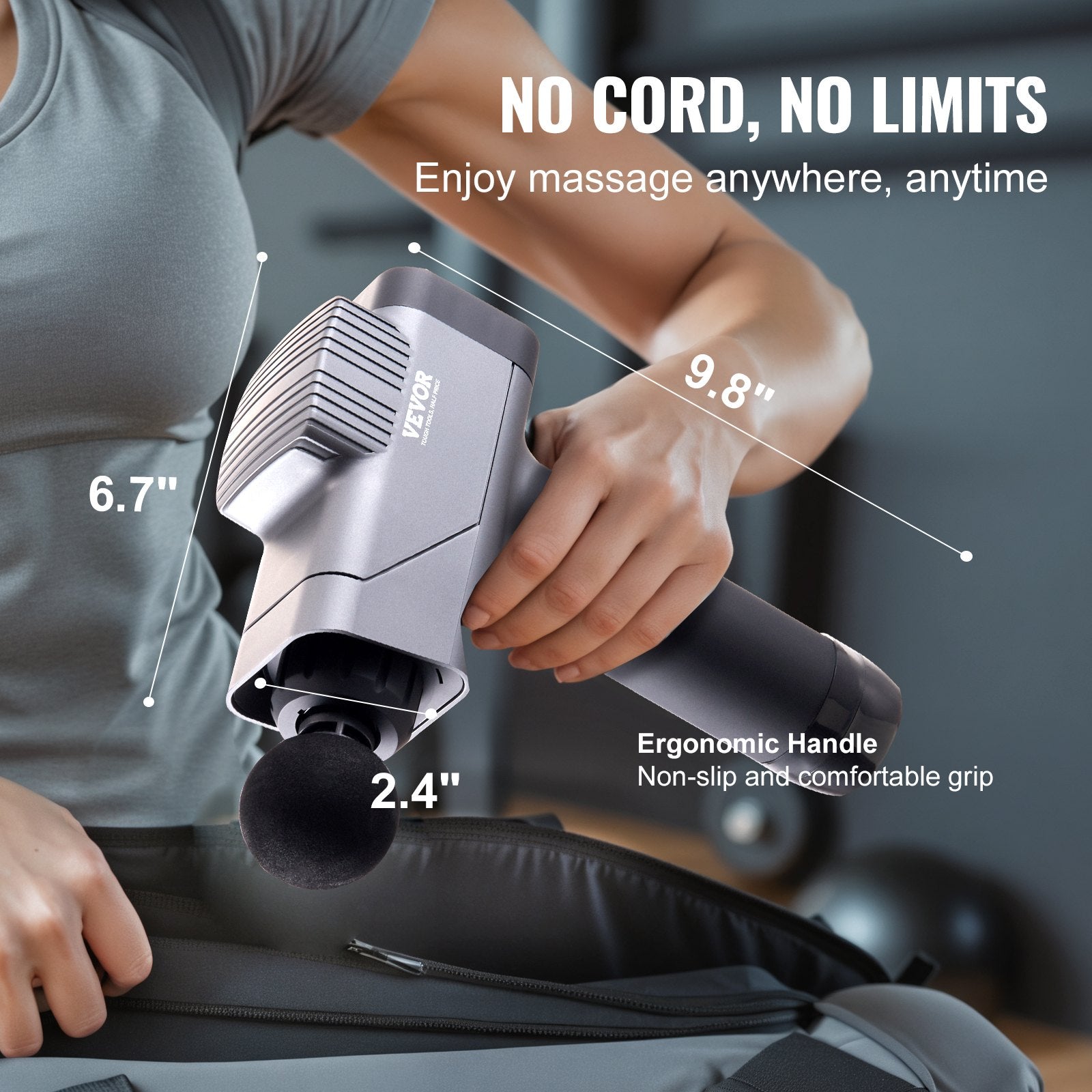 Massage Gun Deep Tissue Handheld 8-Speed 6-Head Percussion Muscle Massager 16V