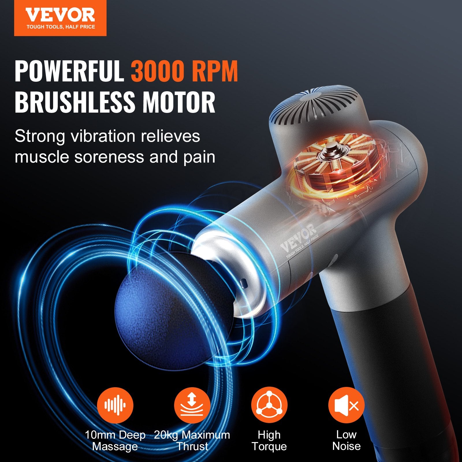 Deep Tissue 6 Heads Massage Gun Handheld Percussion Muscle Massager