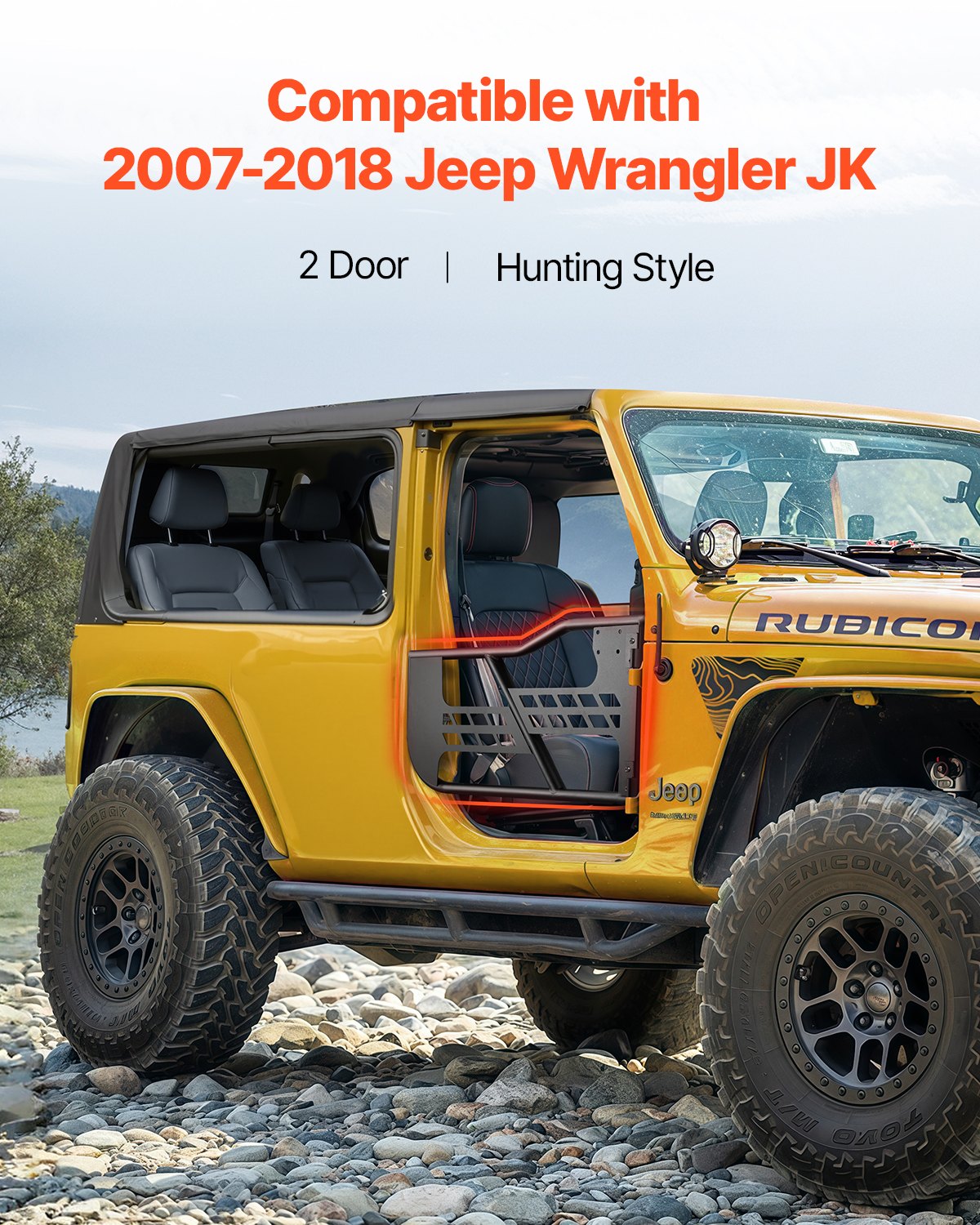 Jeep Tube Doors 2-D TubD Heavy Duty Hinges OE Latch Steel Fit 07-18 Wrangler JK