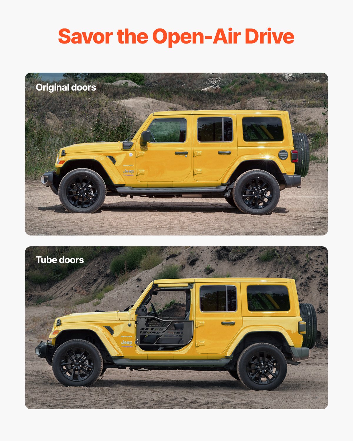 Jeep Tube Doors 2-D TubD Heavy Duty Hinges OE Latch Steel Fit 07-18 Wrangler JK