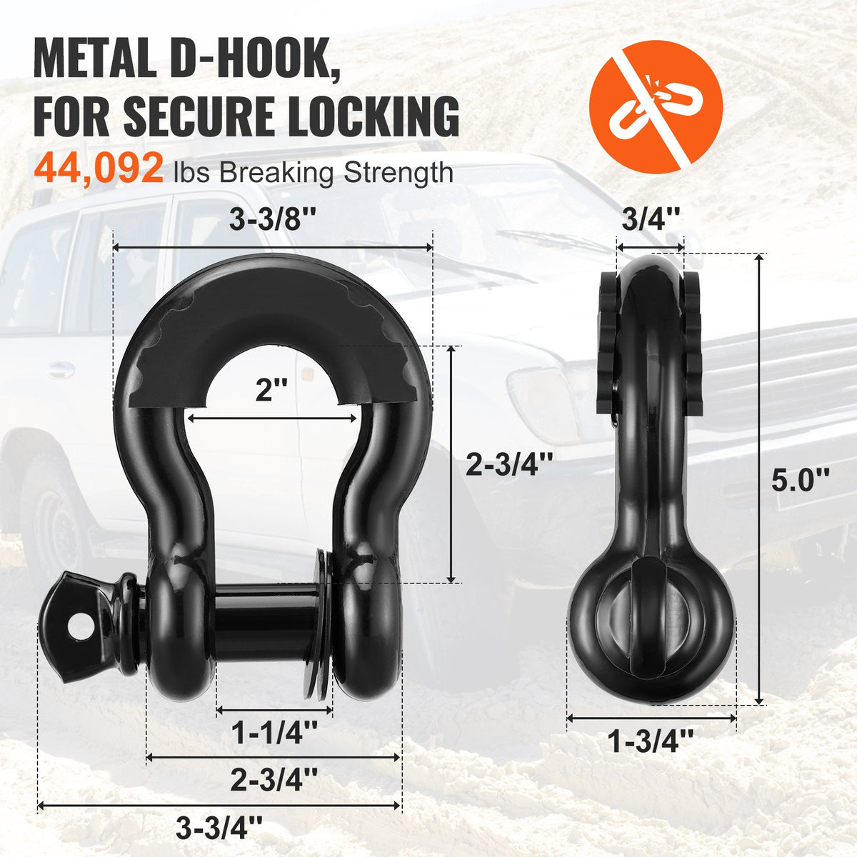 Off-Road Recovery Kit 7.6x914.4cm 13608kg Tow Straps 20T D-Ring Snatch Block