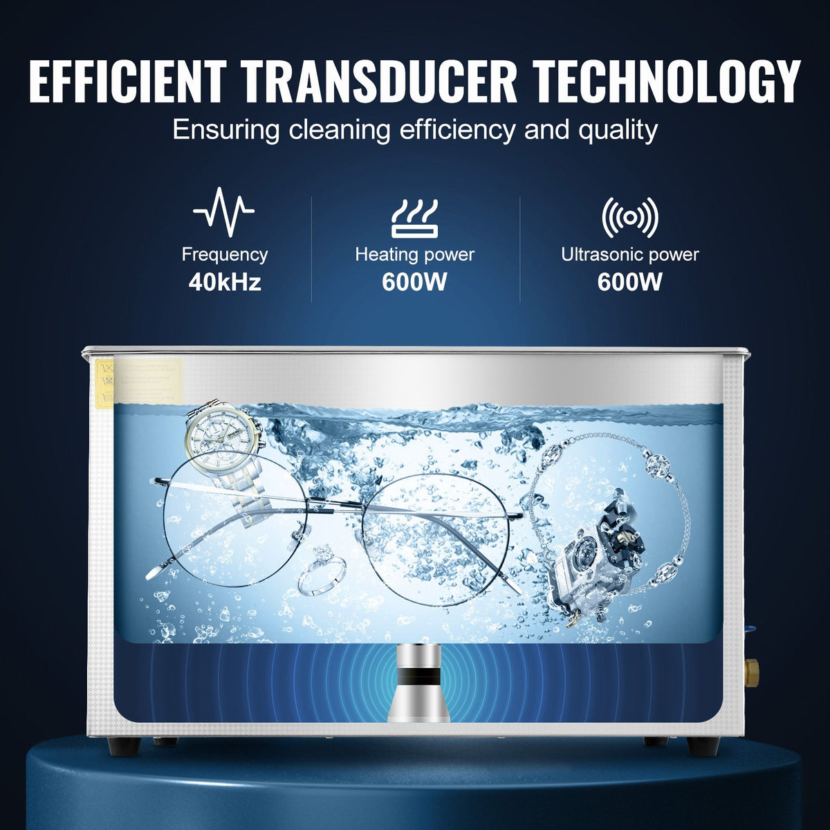 Professional Ultrasonic Cleaner 27.2L with Digital Timer & Heater, 40kHz Stainless Steel