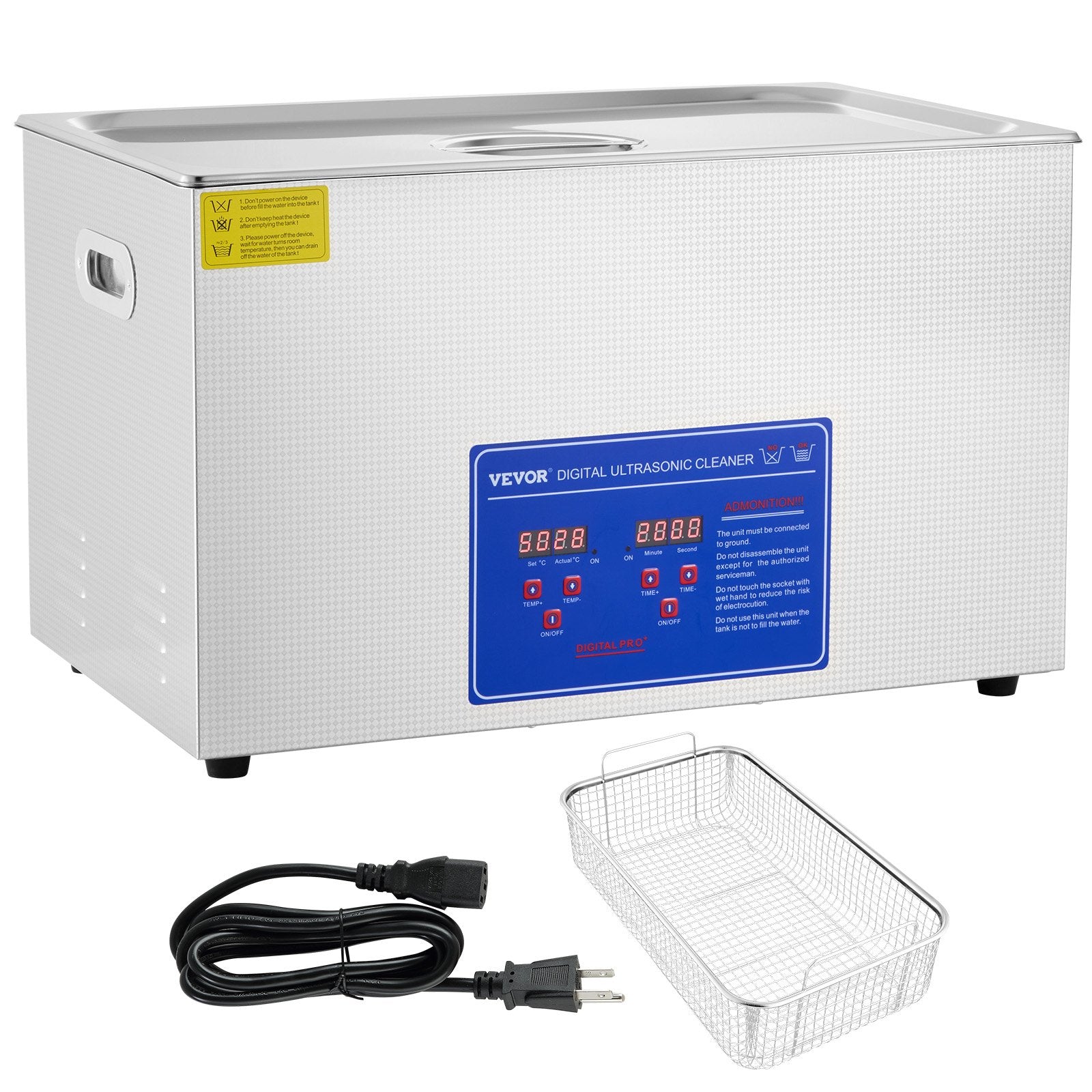 Professional Ultrasonic Cleaner 27.2L with Digital Timer & Heater, 40kHz Stainless Steel