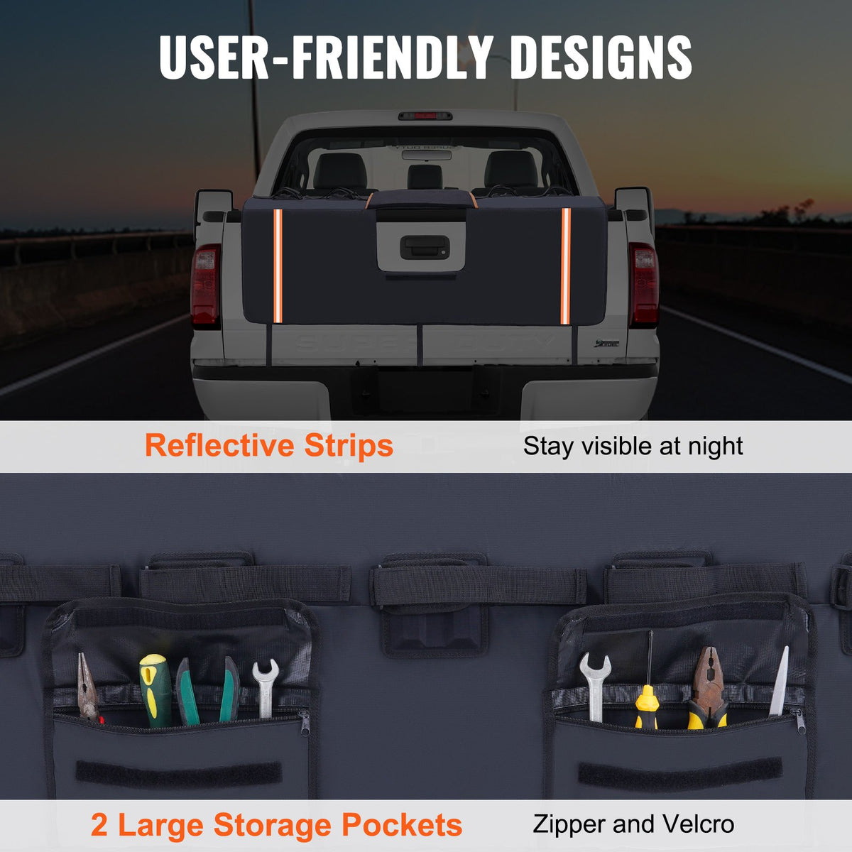 Tailgate Bike Pad 62" for 6 Bikes, Truck Tailgate Protection with Tool Pockets