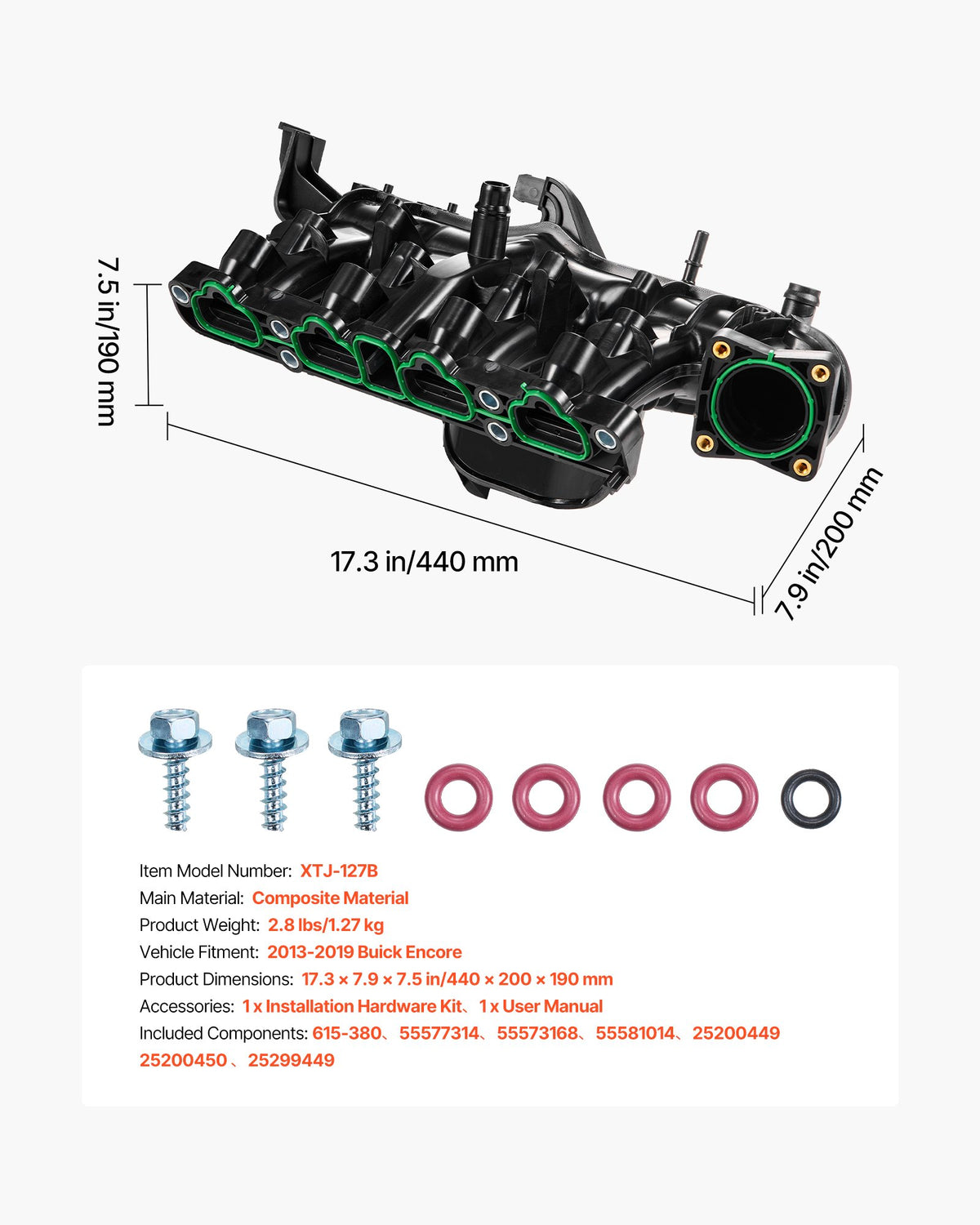 Intake Manifold with Gasket Compatible 2013-19 Buick Encore Replacement 615-380