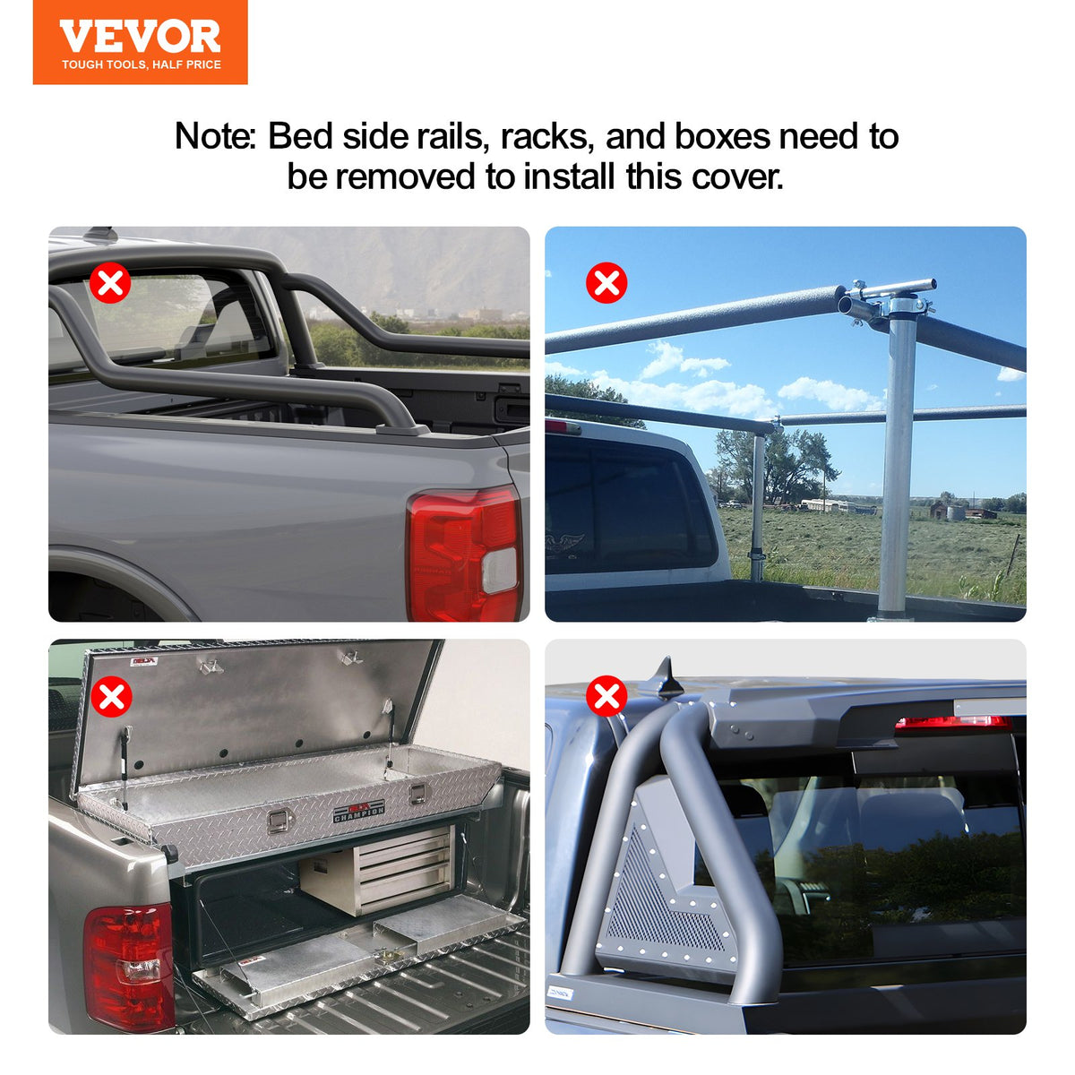 Truck Bed Cover Roll Up Tonneau Soft PVC for 2014-2024 Chevy Silverado GMC 1500