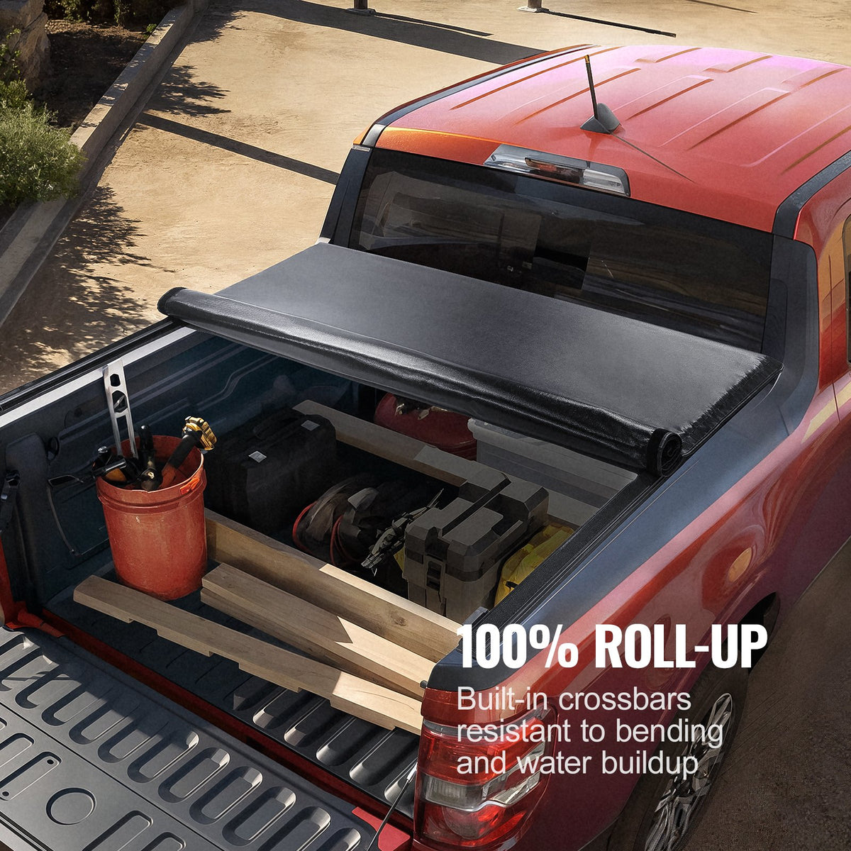 Truck Bed Cover Roll Up Tonneau Soft PVC for 2019-2024 Chevy Silverado GMC 1500