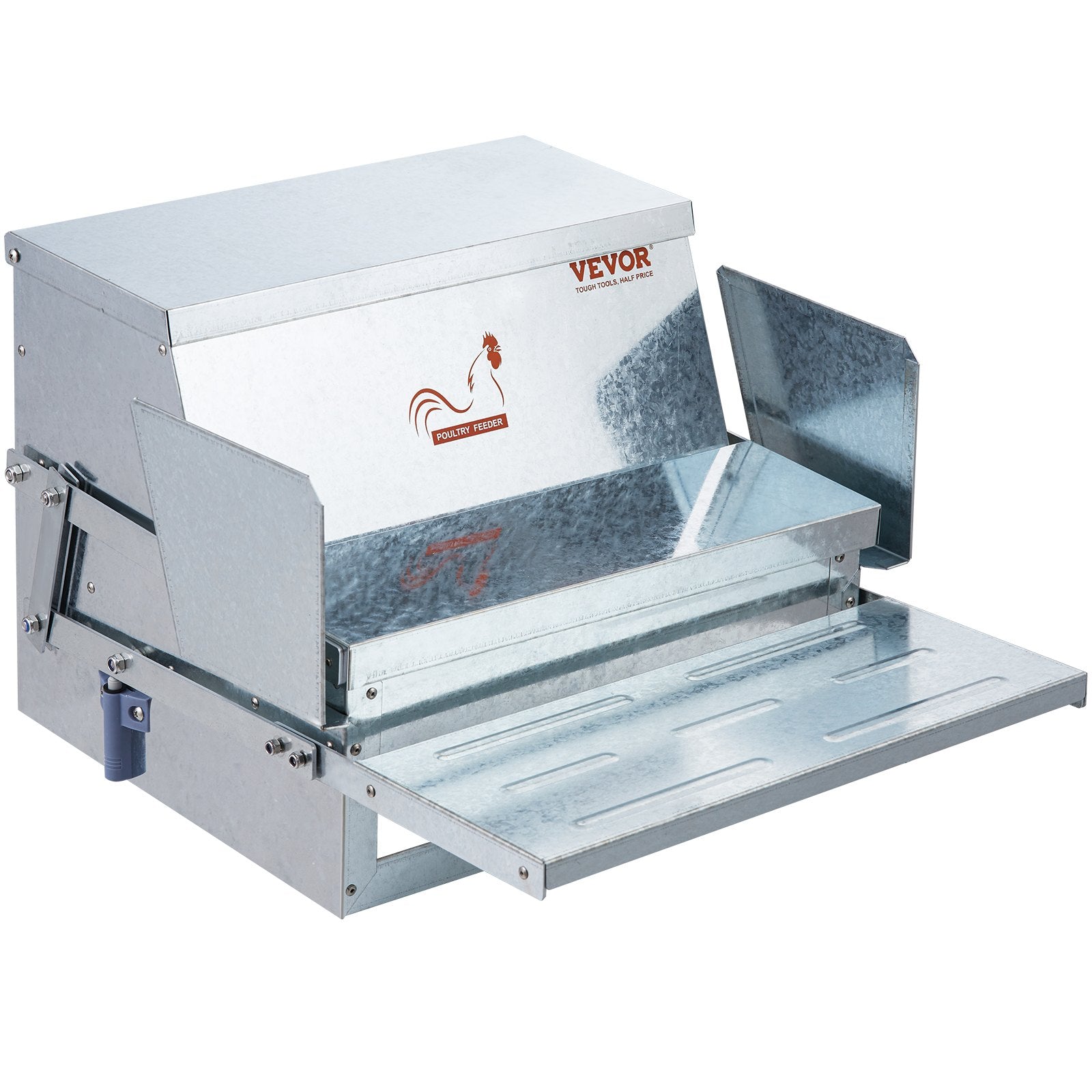 Automatic Chicken Feeder 25 lb Galvanized Steel Poultry Feeder for 10 Chickens