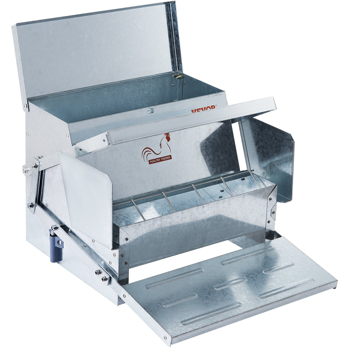 Automatic Chicken Feeder 25 lb Galvanized Steel Poultry Feeder for 10 Chickens