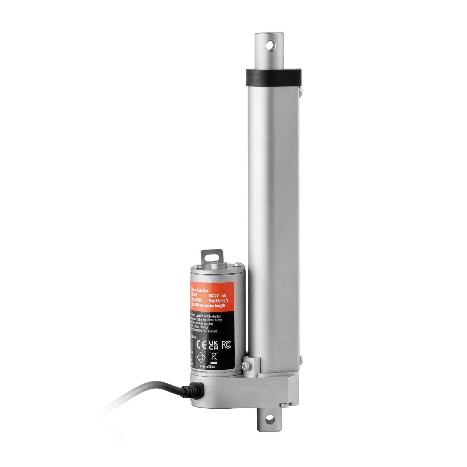 12V 6 Inch Linear Actuator 1500N (330lbs) High Load IP54 with Mounting Bracket