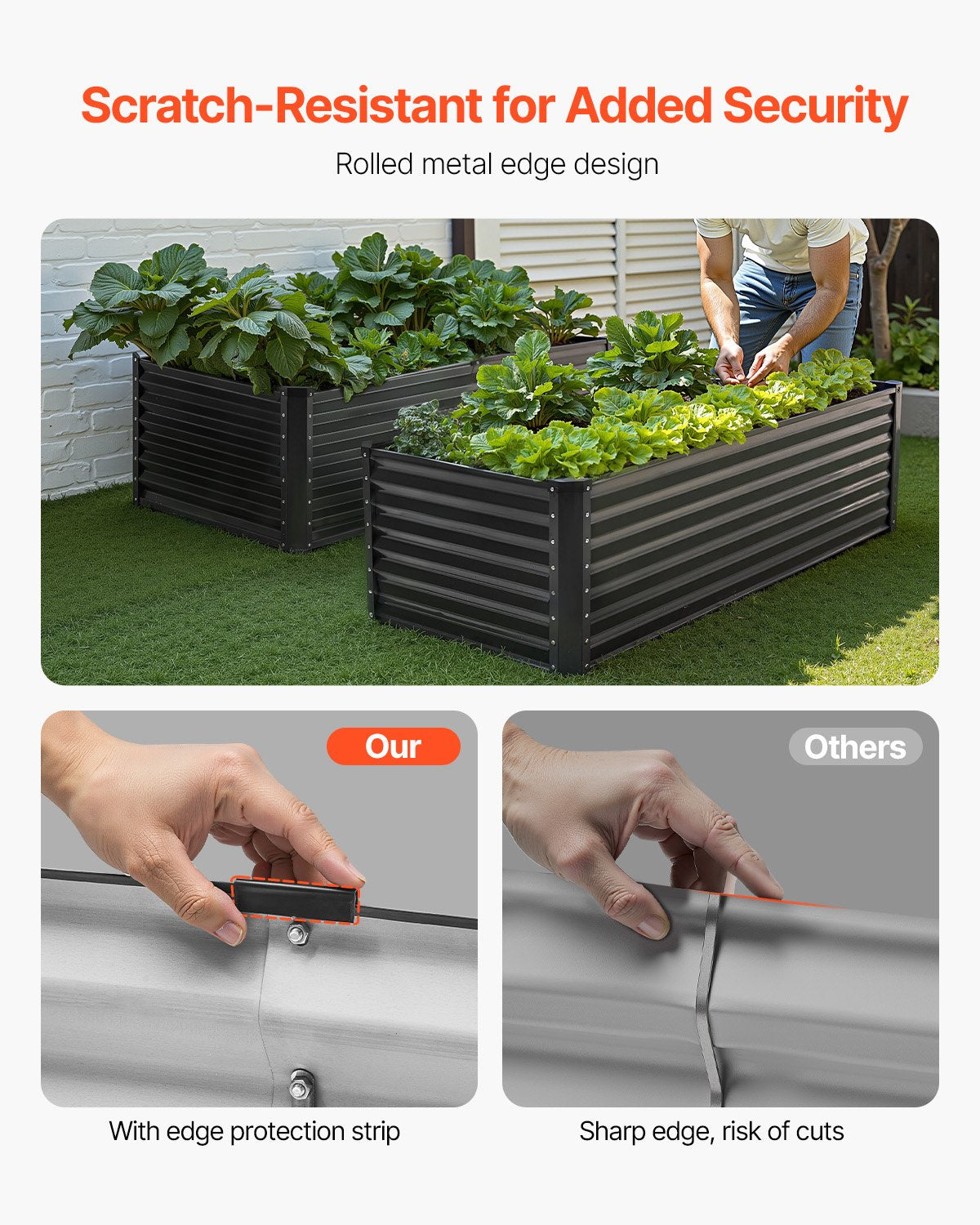 Metal Raised Garden Bed 6x3x2ft Outdoor Galvanized Planter Dark Gray