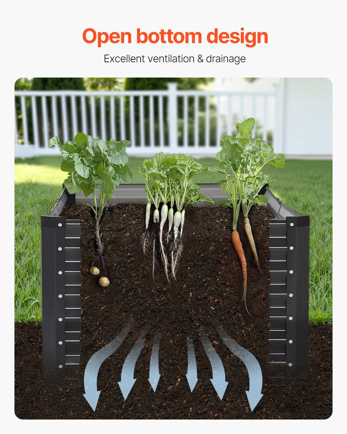 Metal Raised Garden Bed 6x3x2ft Outdoor Galvanized Planter Dark Gray
