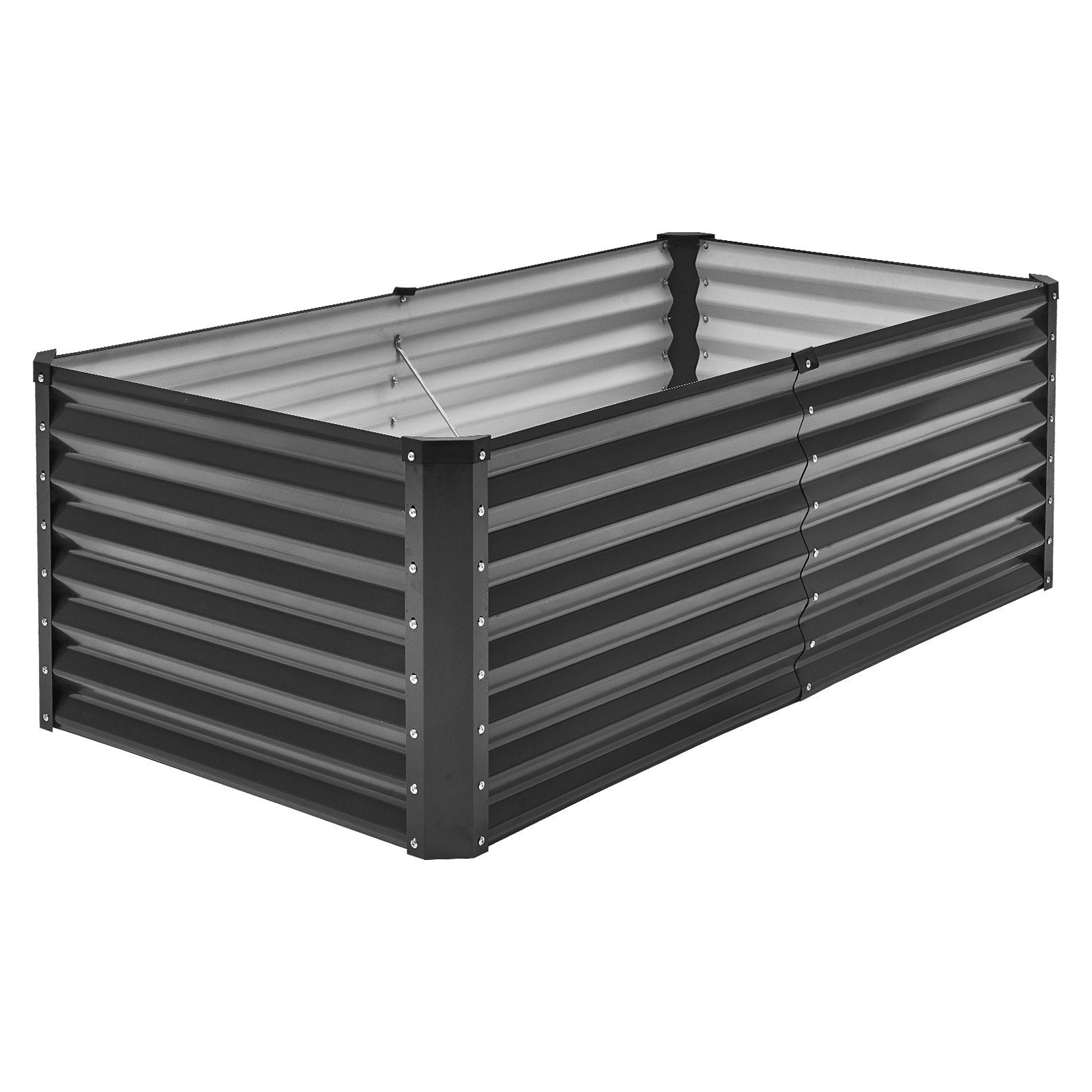 Metal Raised Garden Bed 6x3x2ft Outdoor Galvanized Planter Dark Gray
