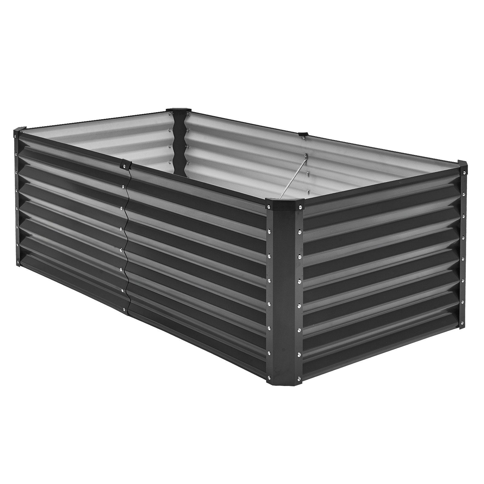 Metal Raised Garden Bed 6x3x2ft Outdoor Galvanized Planter Dark Gray